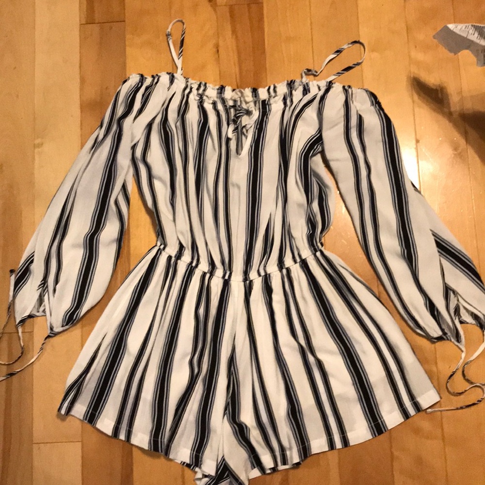 Off-the-Shoulder Striped Romper